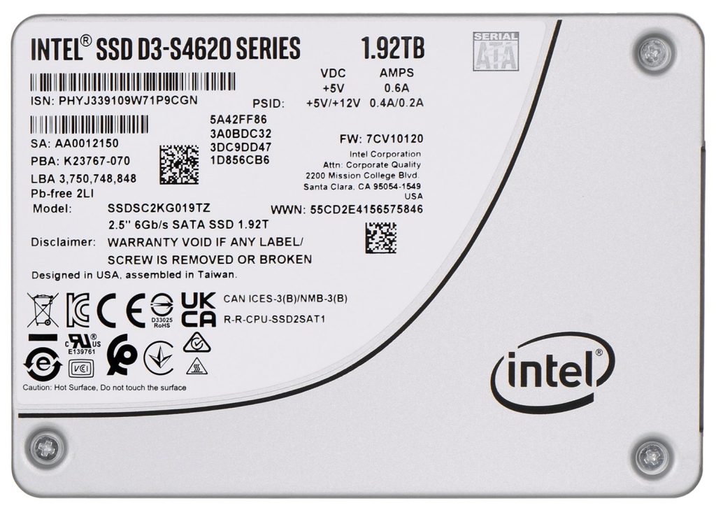 SSD Solidigm (Intel) S4620 1.92TB SATA 2.5" SSDSC2KG019TZ01 (DWPD up to 4)